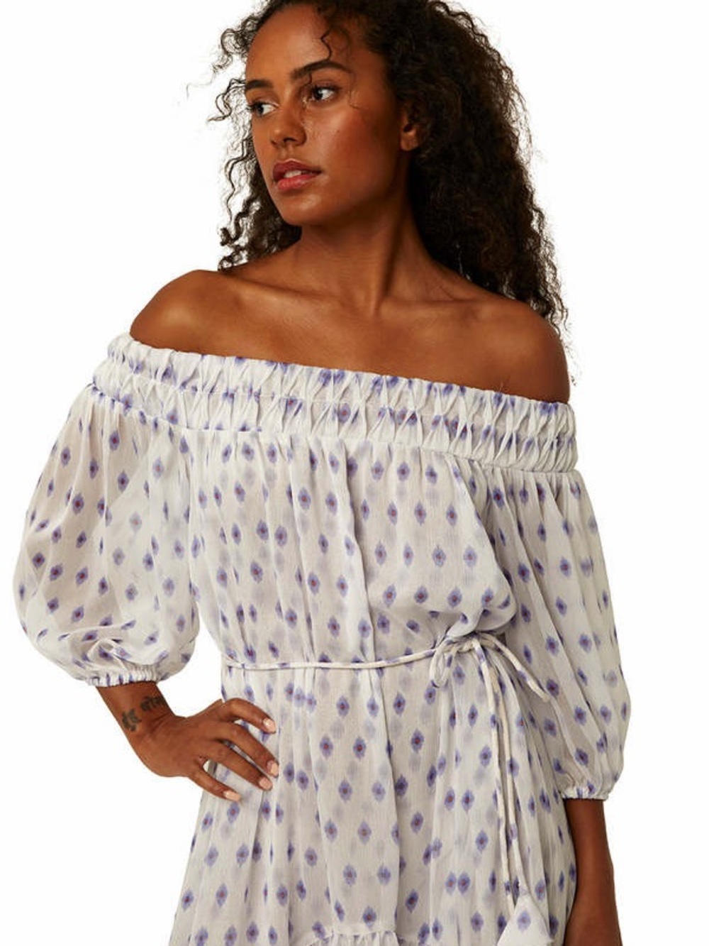 MISA Artemis Off-The-Shoulder Belted Chiffon Dress (perfect for vacation!)